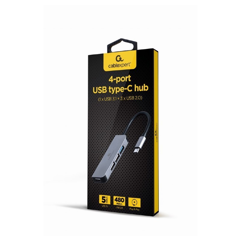 Hub 4-portowy USB-C, 3xUSB 2.0, USB 3.1 | PartsPC.pl