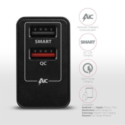 ACU-QS24 Ładowarka sieciowa QC 24W, 2x port USB--A, QC3.0/AF… | PartsPC.pl