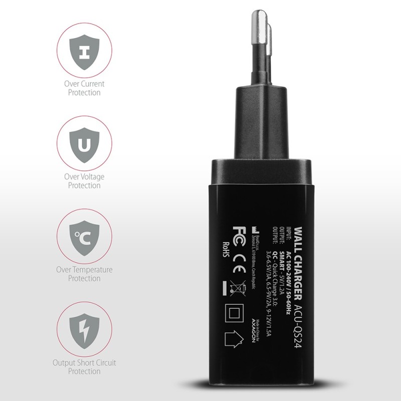 ACU-QS24 Ładowarka sieciowa QC 24W, 2x port USB--A, QC3.0/AF… | PartsPC.pl