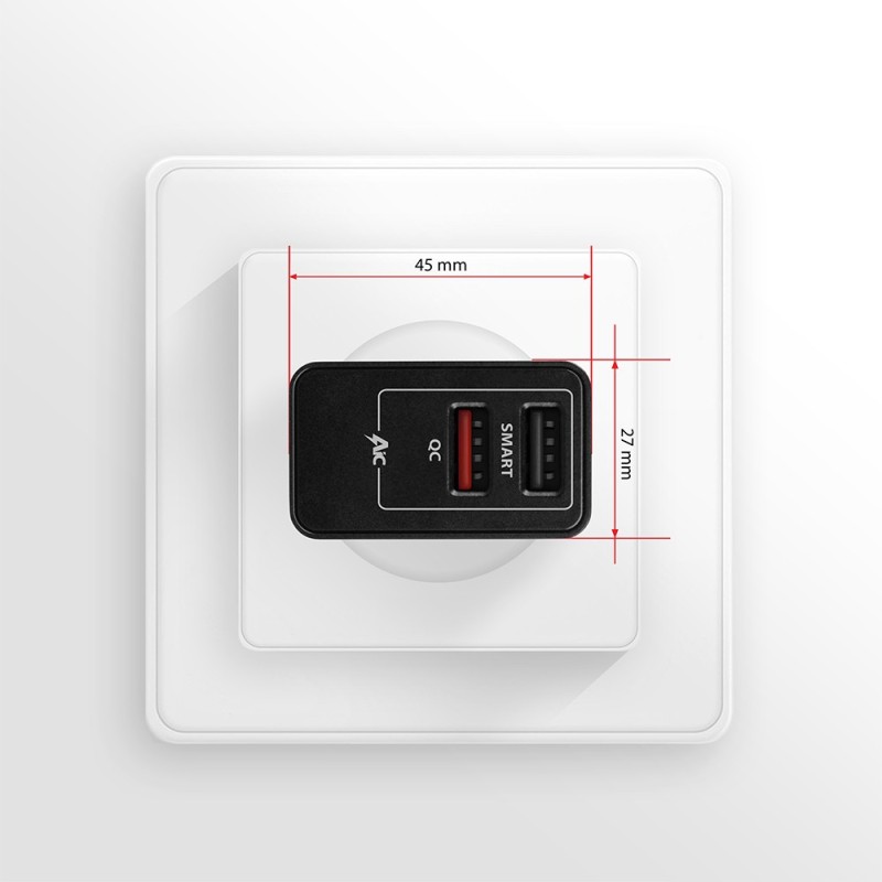 ACU-QS24 Ładowarka sieciowa QC 24W, 2x port USB--A, QC3.0/AF… | PartsPC.pl