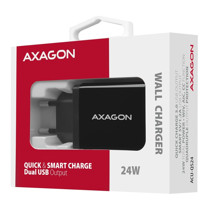 ACU-QS24 Ładowarka sieciowa QC 24W, 2x port USB--A, QC3.0/AF… | PartsPC.pl