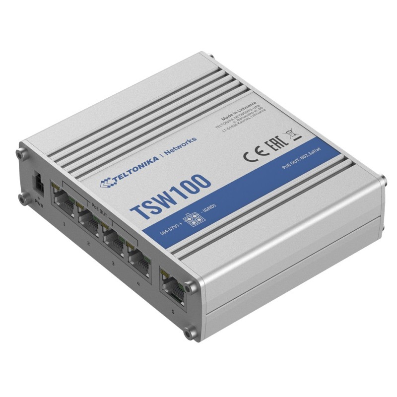 Przełącznik przemysłowy TSW100 4xPoE+, 5xGigabit | PartsPC.pl