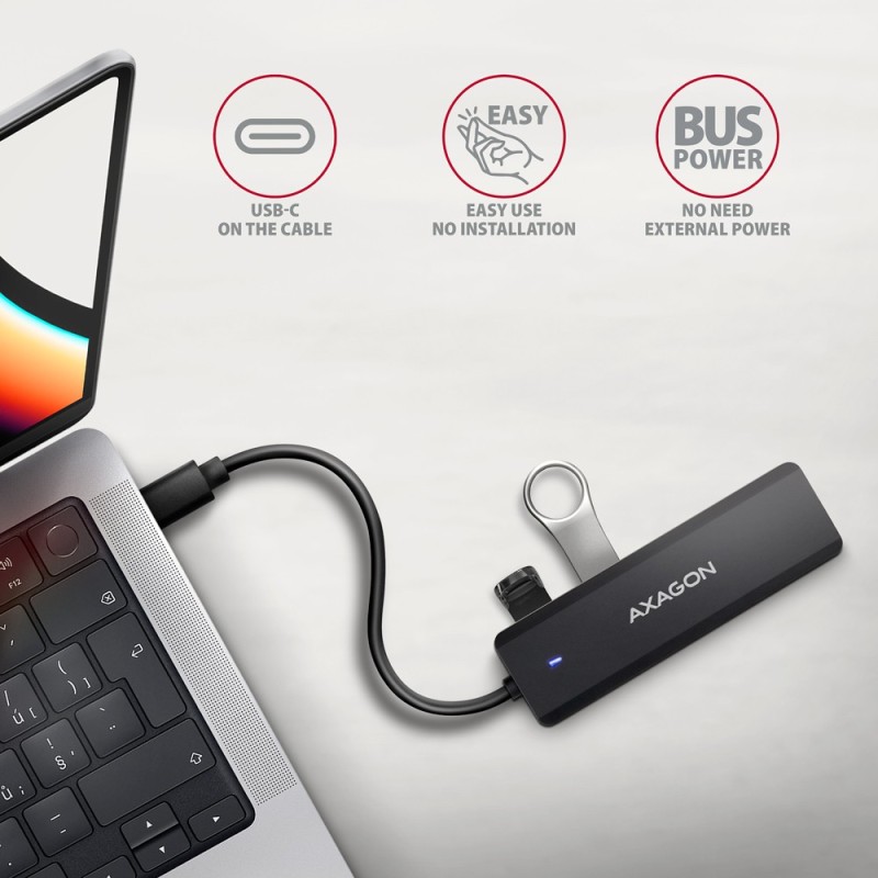 HUE-C1C 4-portowy hub USB 5Gbps Travel, USB-C power IN, kabe… | PartsPC.pl