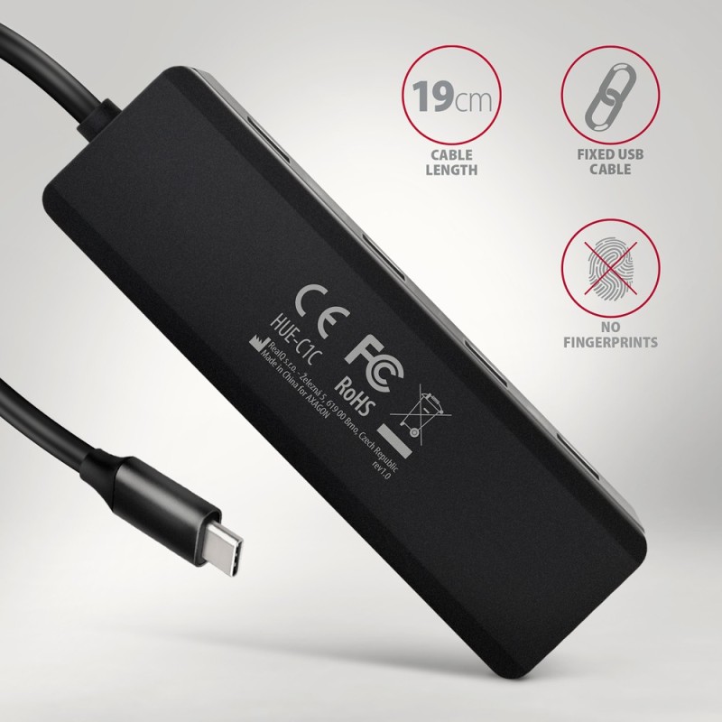 HUE-C1C 4-portowy hub USB 5Gbps Travel, USB-C power IN, kabe… | PartsPC.pl