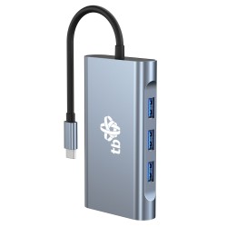 HUB Adapter USB C 8w1 HDMIx2 USB VGA RJ45 PD | PartsPC.pl