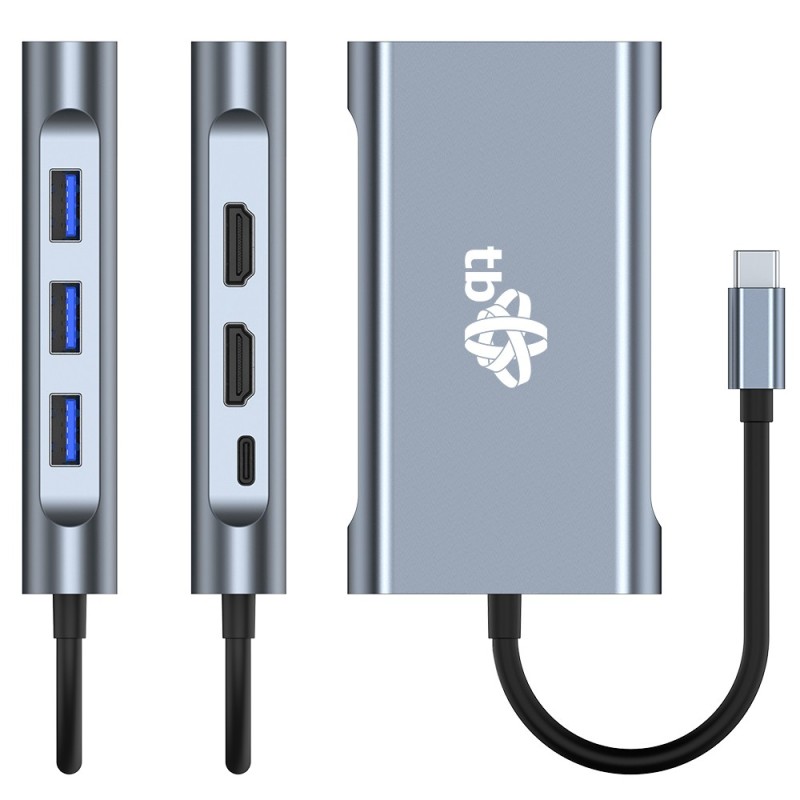 HUB Adapter USB C 8w1 HDMIx2 USB VGA RJ45 PD | PartsPC.pl