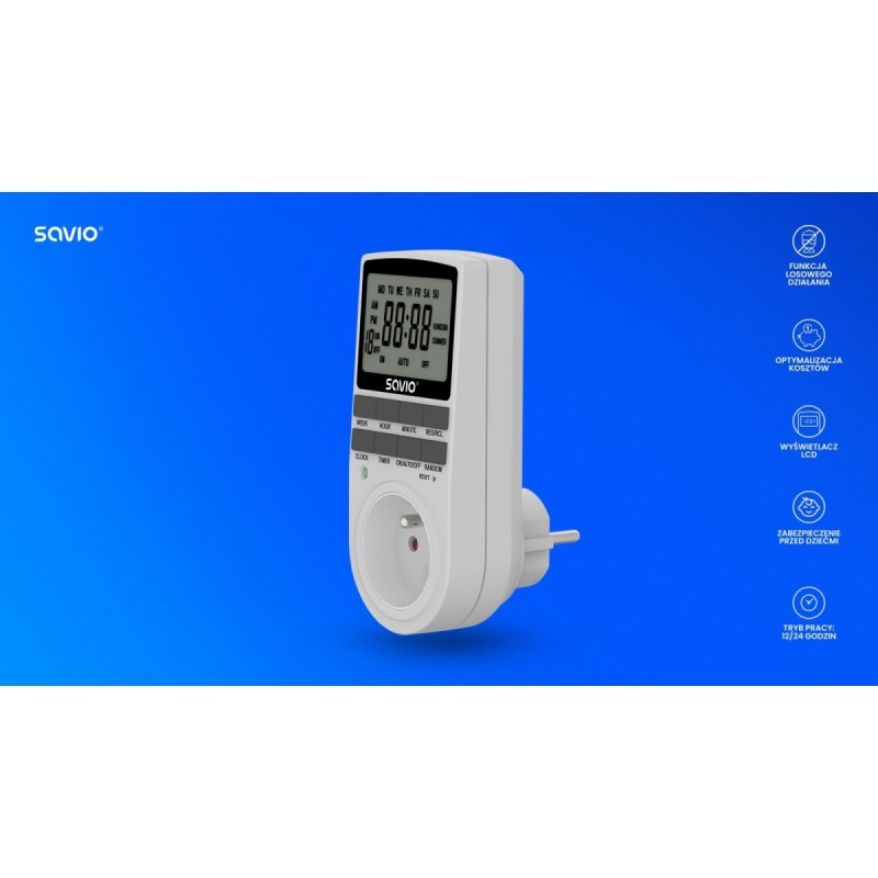 Programator czasowy z ekranem LCD, 16A, 3680W, AE-03 | PartsPC.pl