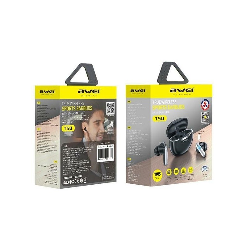 Słuchawki stereo Bluetoth T50 TWS Czarne | PartsPC.pl