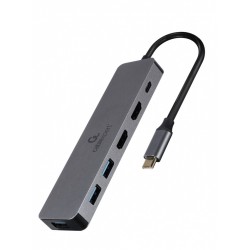 Adapter USB-C Hub USB-C PD HDMI x2 USB 3.0x3 | PartsPC.pl
