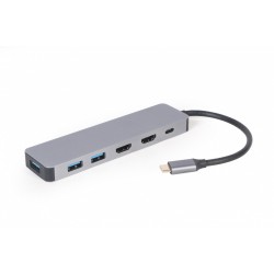 Adapter USB-C Hub USB-C PD HDMI x2 USB 3.0x3 | PartsPC.pl