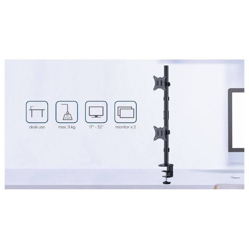 Uchwyt na  2 monitory 17-32 max. 9kg | PartsPC.pl