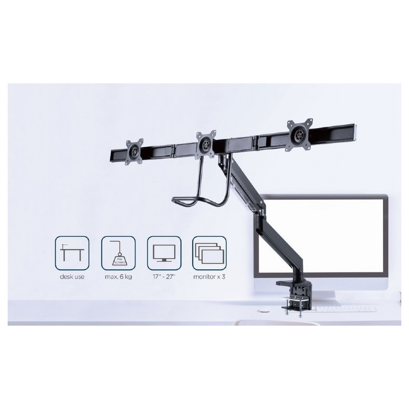 Ramię regulowane na 3 monitory 17 - 27 cali 6kg | PartsPC.pl