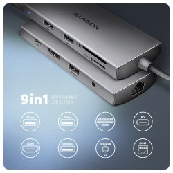 HMC-8HLSA Wieloportowy hub USB 9in1, 5Gbps, 3x USB-A + HDMI … | PartsPC.pl