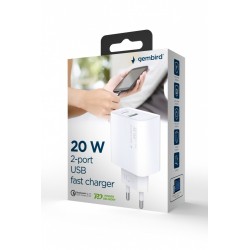 Ładowarka PowerDelivery USB-A USB-C 20W Biała | PartsPC.pl