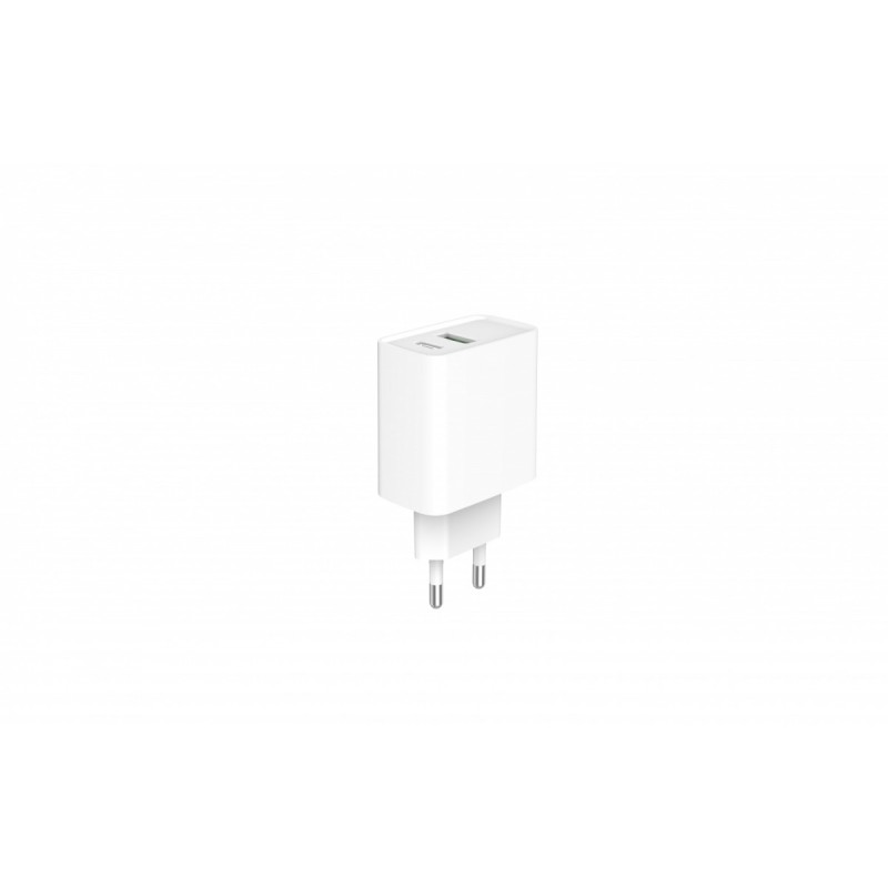 Ładowarka PowerDelivery USB-A USB-C 20W Biała | PartsPC.pl
