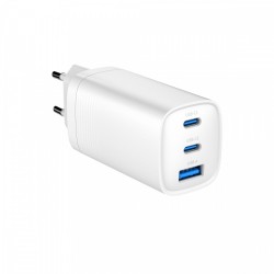 Ładowarka PowerDelivery 1xA 2xC GaN 65W Biała | PartsPC.pl