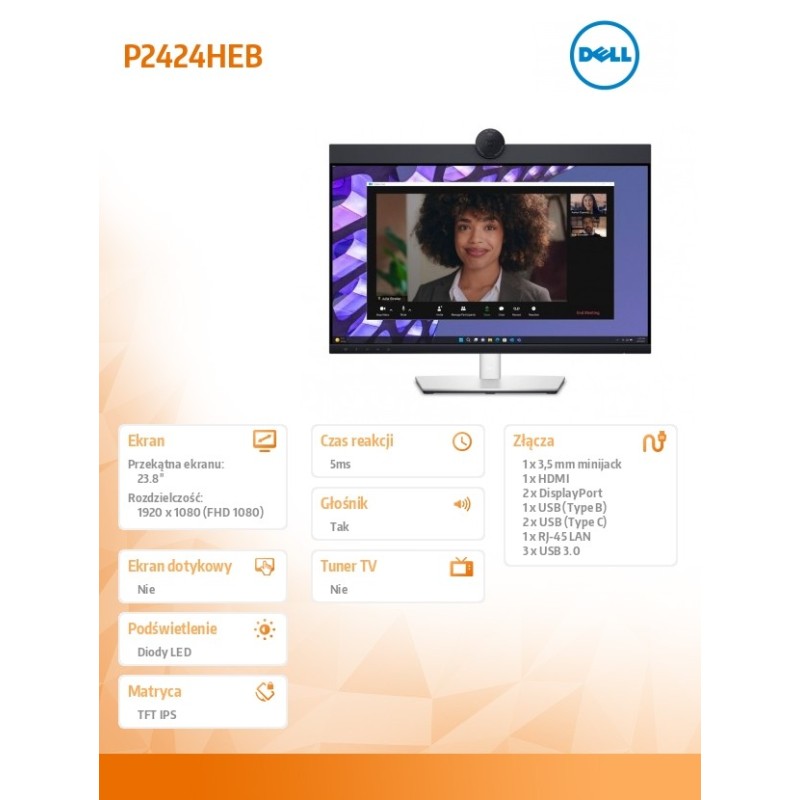 Monitor P2424HEB 23.8 cala LED  IPS Full HD (1920 x1080)/16:… | PartsPC.pl