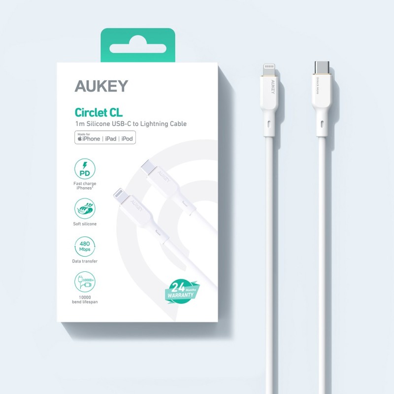 CB-SCL2 White silikonowy kabel Lightning-USB C | USB Power D… | PartsPC.pl