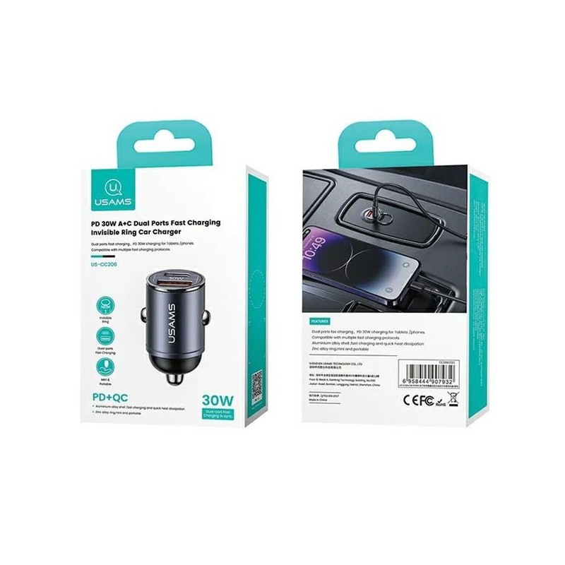 Ładowarka samochodowa 30W 1xUSB+1xUSB-C C38 Fast Charge Stal… | PartsPC.pl