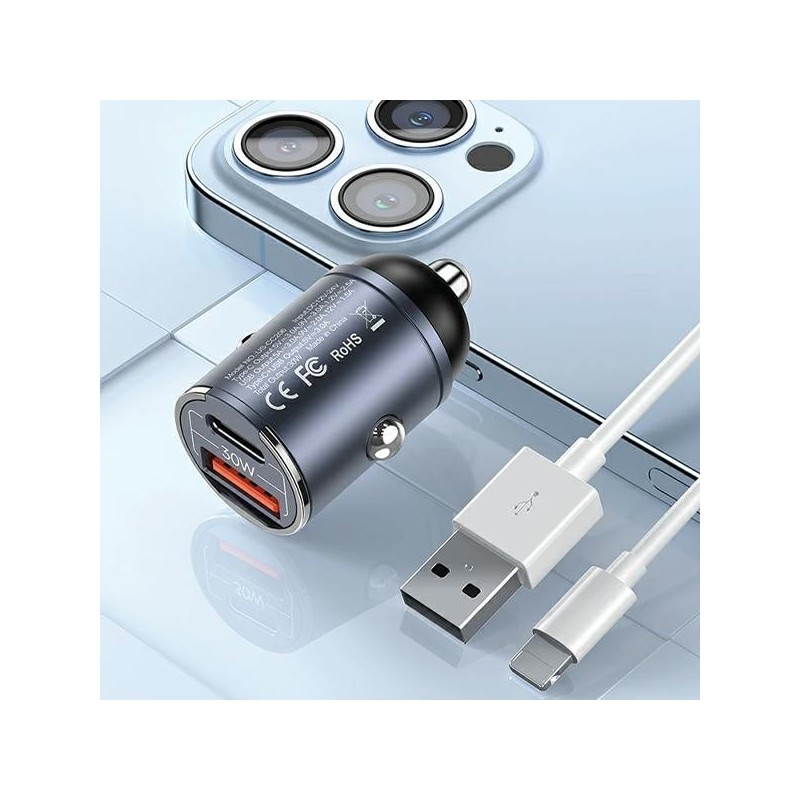 Ładowarka samochodowa 30W 1xUSB+1xUSB-C C38 Fast Charge Stal… | PartsPC.pl
