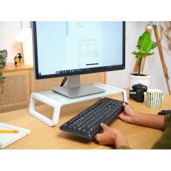 Podstawka pod monitor MONTA GLASS biała | PartsPC.pl