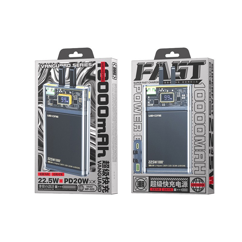 Power bank 10000 mAh Super Charging z wbudowanym kablem USB-… | PartsPC.pl