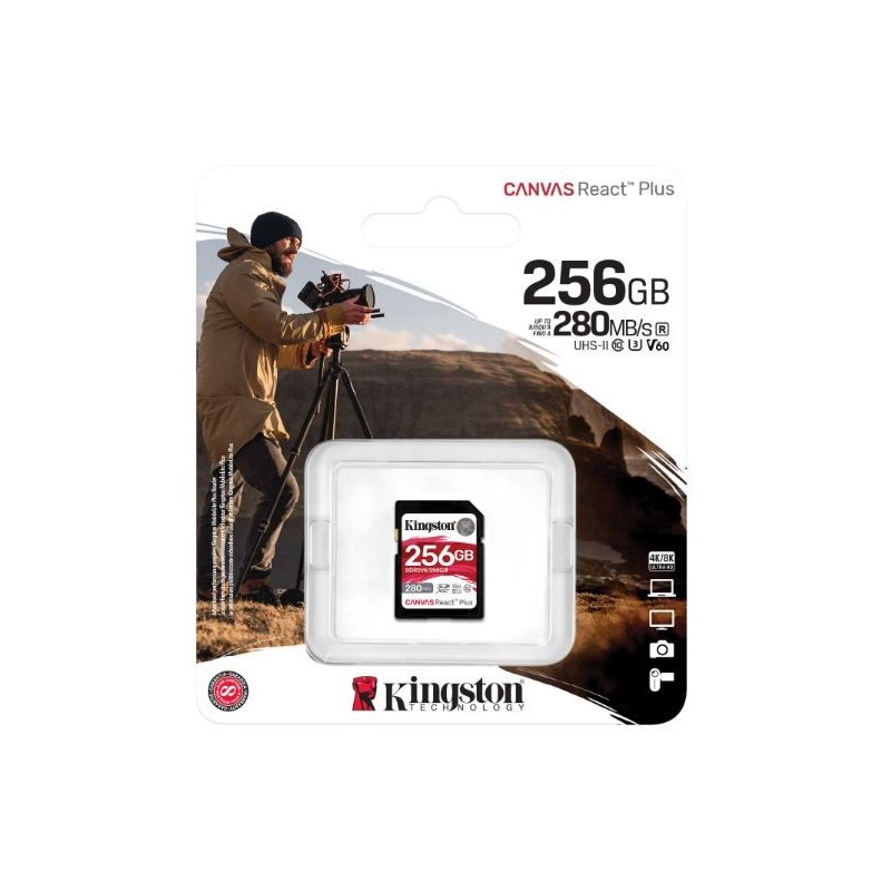 Karta pamięci SD 256GB React Plus 280/150/MB/s U3 V60 | PartsPC.pl