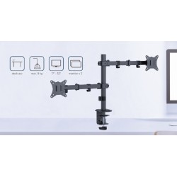 Ramię biurkowe na 2 monitory 17-32 cale 9kg | PartsPC.pl