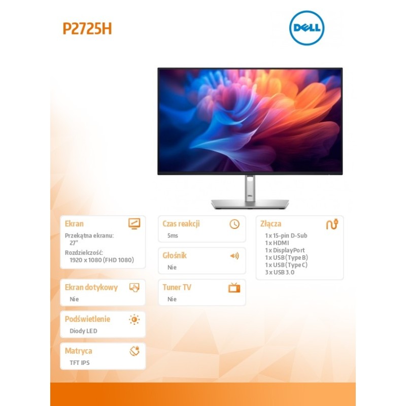 Monitor 27 cali P2725H IPS LED Full HD(1920x1080)/16:9/HDMI/… | PartsPC.pl