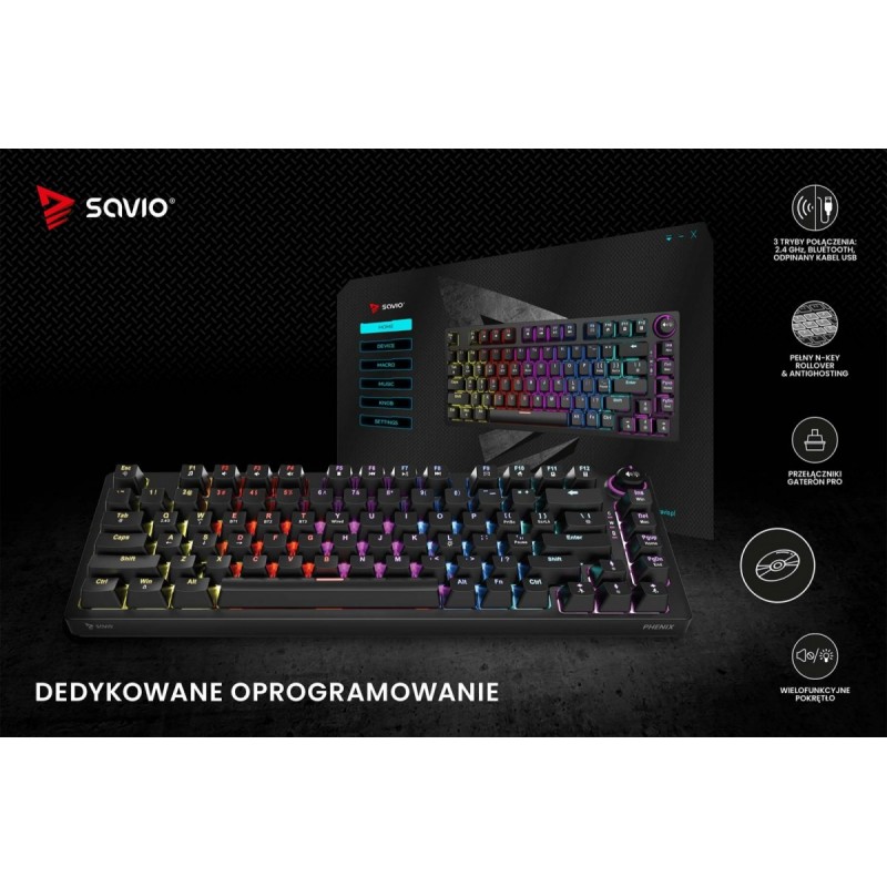 Klawiatura mechaniczna bezprzewodowa PHENIX Gateron Red Pro,… | PartsPC.pl