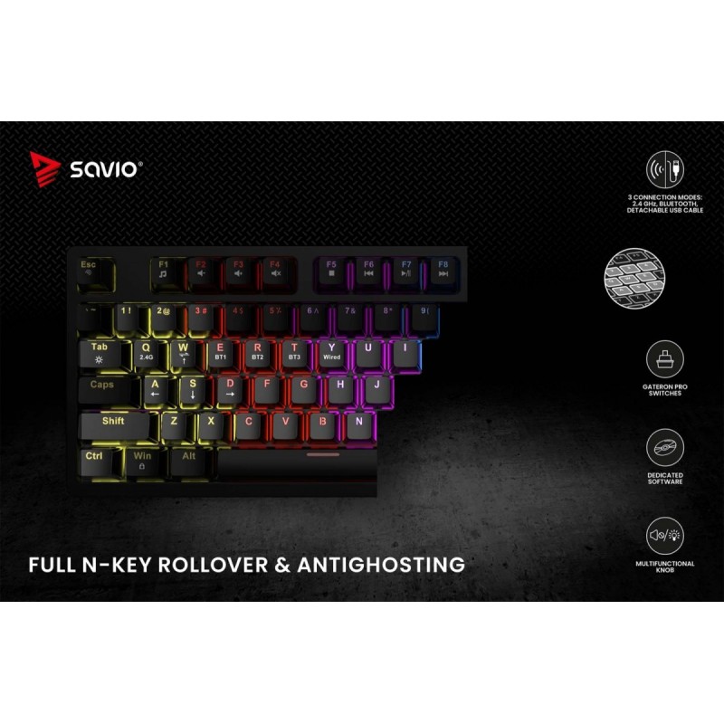 Klawiatura mechaniczna bezprzewodowa PHENIX Gateron Red Pro,… | PartsPC.pl