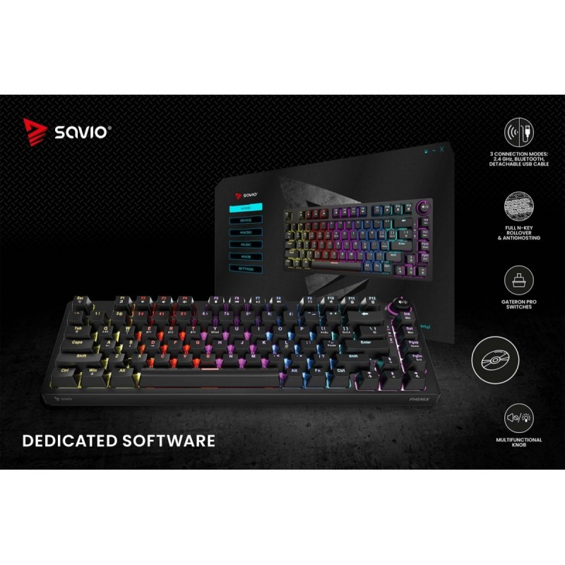 Klawiatura mechaniczna bezprzewodowa PHENIX Gateron Red Pro,… | PartsPC.pl