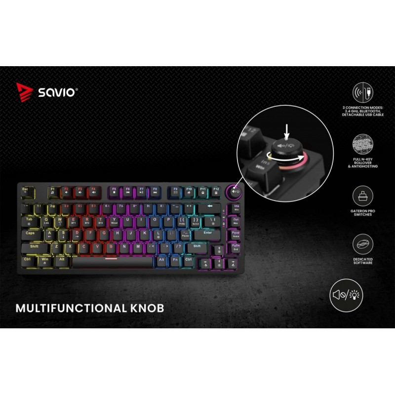 Klawiatura mechaniczna bezprzewodowa PHENIX Gateron Red Pro,… | PartsPC.pl