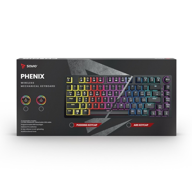 Klawiatura mechaniczna bezprzewodowa PHENIX Gateron Red Pro,… | PartsPC.pl