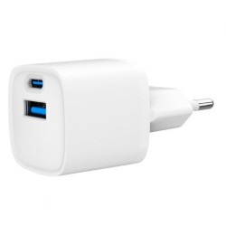 Mini-ładowarka USB-A USB-C 20W PD QC3.0 biała | PartsPC.pl