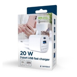 Mini-ładowarka USB-A USB-C 20W PD QC3.0 biała | PartsPC.pl
