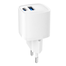 Mini-ładowarka USB-A USB-C 20W PD QC3.0 biała | PartsPC.pl