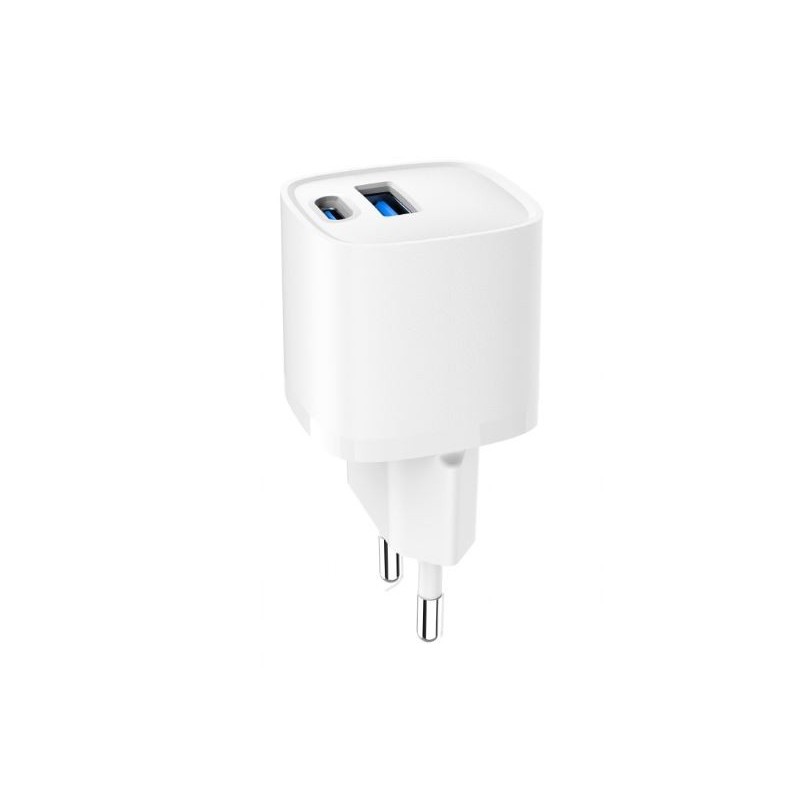 Mini-ładowarka USB-A USB-C 20W PD QC3.0 biała | PartsPC.pl