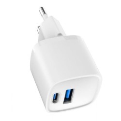Mini-ładowarka USB-A USB-C 20W PD QC3.0 biała | PartsPC.pl