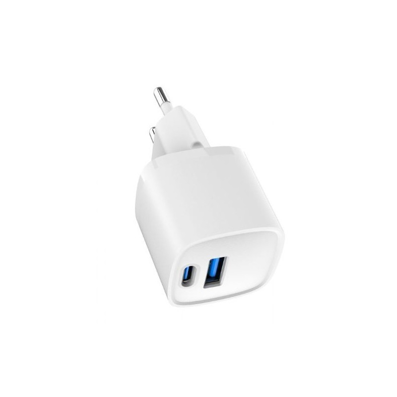 Mini-ładowarka USB-A USB-C 20W PD QC3.0 biała | PartsPC.pl