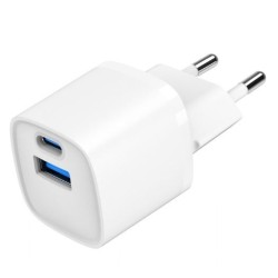 Mini-ładowarka USB-A USB-C 20W PD QC3.0 biała | PartsPC.pl
