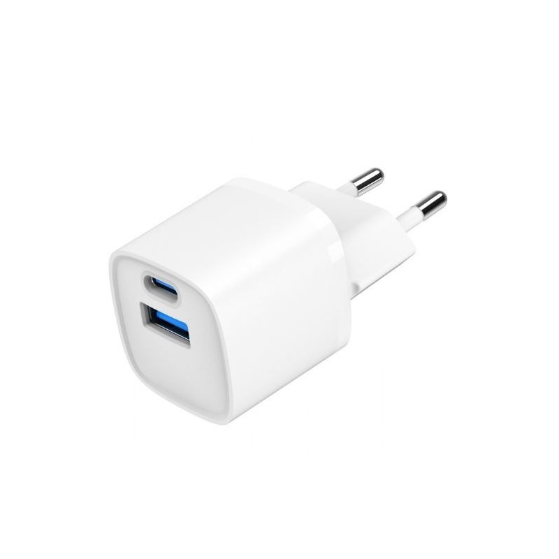 Mini-ładowarka USB-A USB-C 20W PD QC3.0 biała | PartsPC.pl