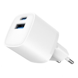 Mini-ładowarka USB-A USB-C 20W PD QC3.0 biała | PartsPC.pl