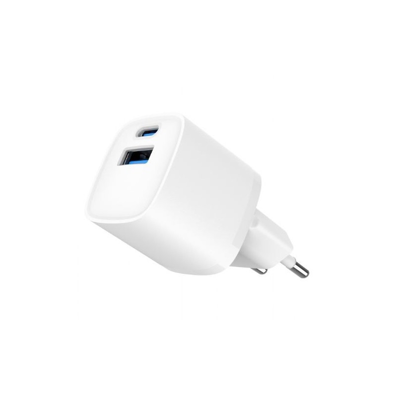 Mini-ładowarka USB-A USB-C 20W PD QC3.0 biała | PartsPC.pl