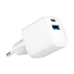 Mini-ładowarka USB-A USB-C 20W PD QC3.0 biała | PartsPC.pl