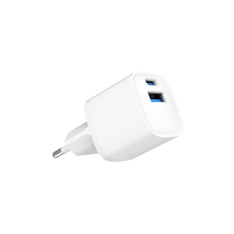 Mini-ładowarka USB-A USB-C 20W PD QC3.0 biała | PartsPC.pl
