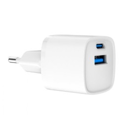 Mini-ładowarka USB-A USB-C 20W PD QC3.0 biała | PartsPC.pl