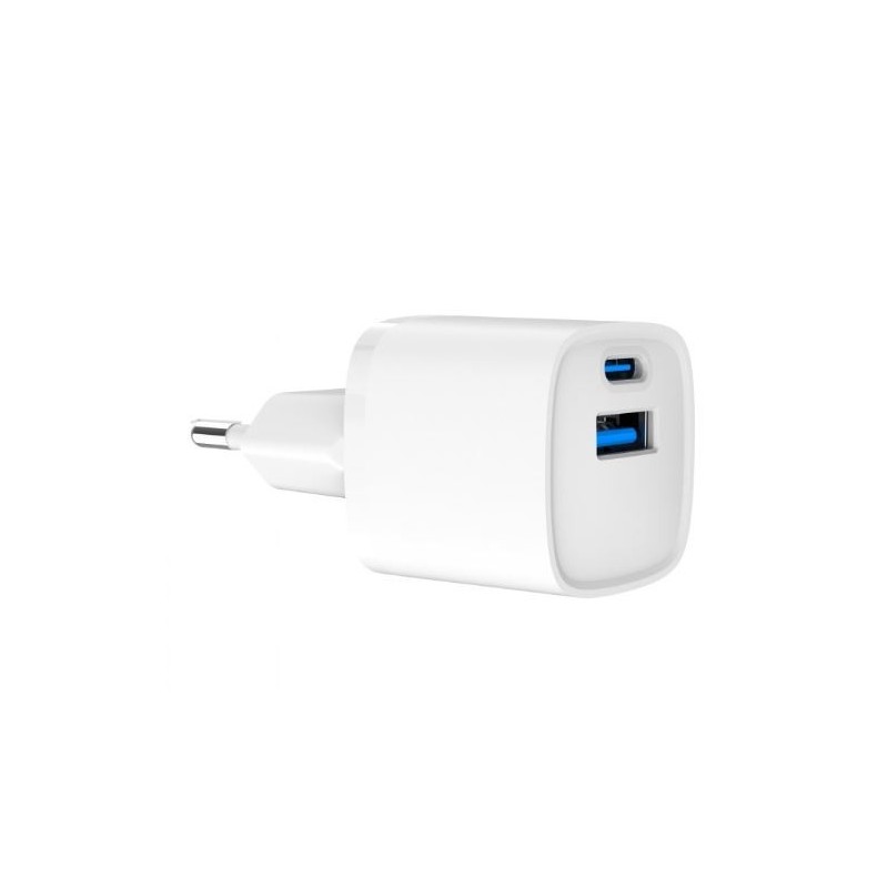 Mini-ładowarka USB-A USB-C 20W PD QC3.0 biała | PartsPC.pl