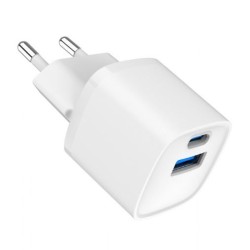 Mini-ładowarka USB-A USB-C 20W PD QC3.0 biała | PartsPC.pl