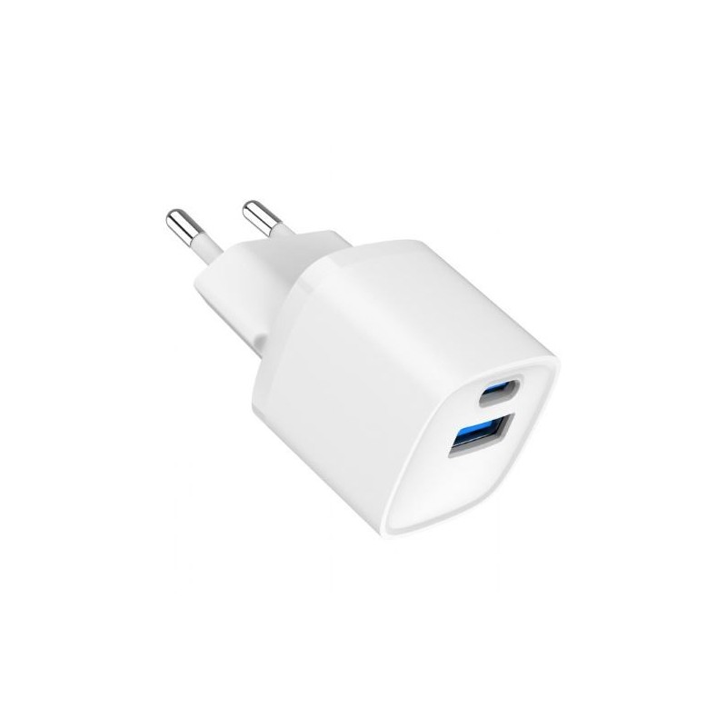 Mini-ładowarka USB-A USB-C 20W PD QC3.0 biała | PartsPC.pl